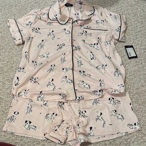 Kate Spade Pink Dalmatian Print Pajama Set